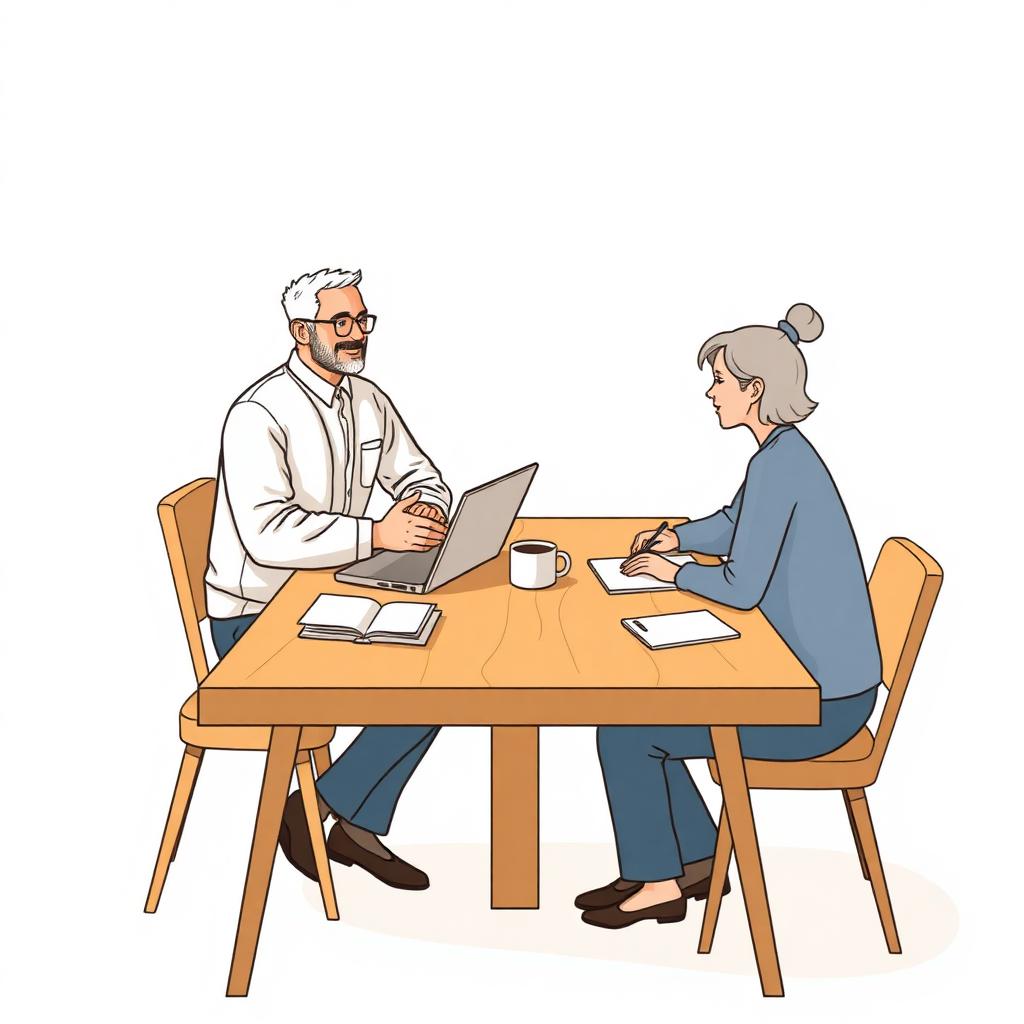 Illustration of Michael leading a one-on-one planning session