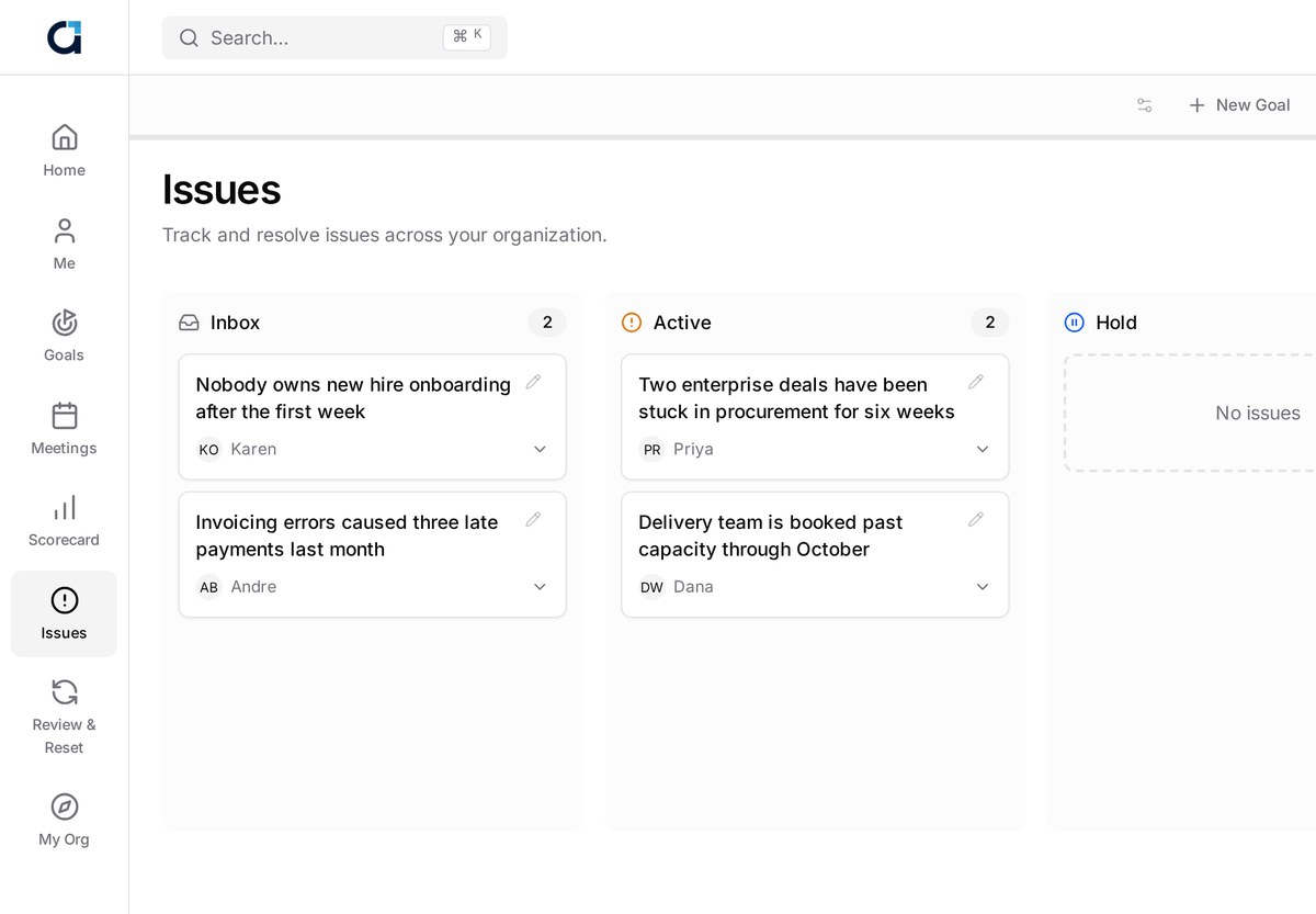 Issues list in Alignify